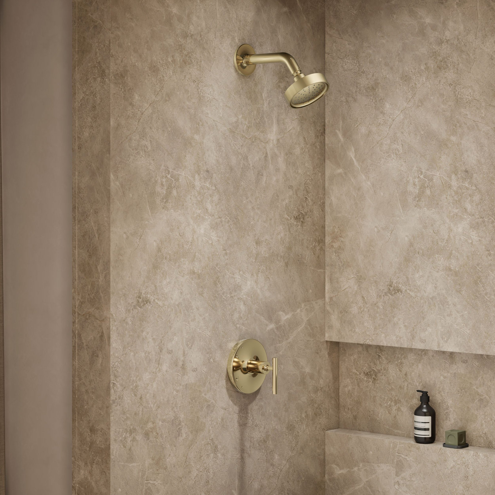 Purist Shower Trim, Vibrant French Gold, Lever Handle