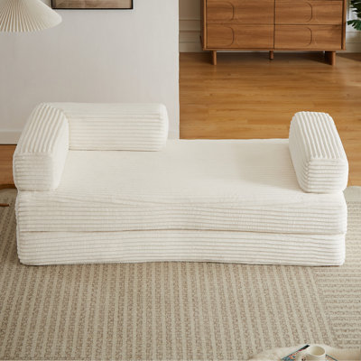 Canapé modulable moderne Cloud Boneless 2 places, surdimensionné, en velours côtelé beige, livré monté, pour des intérieurs exceptionnels.