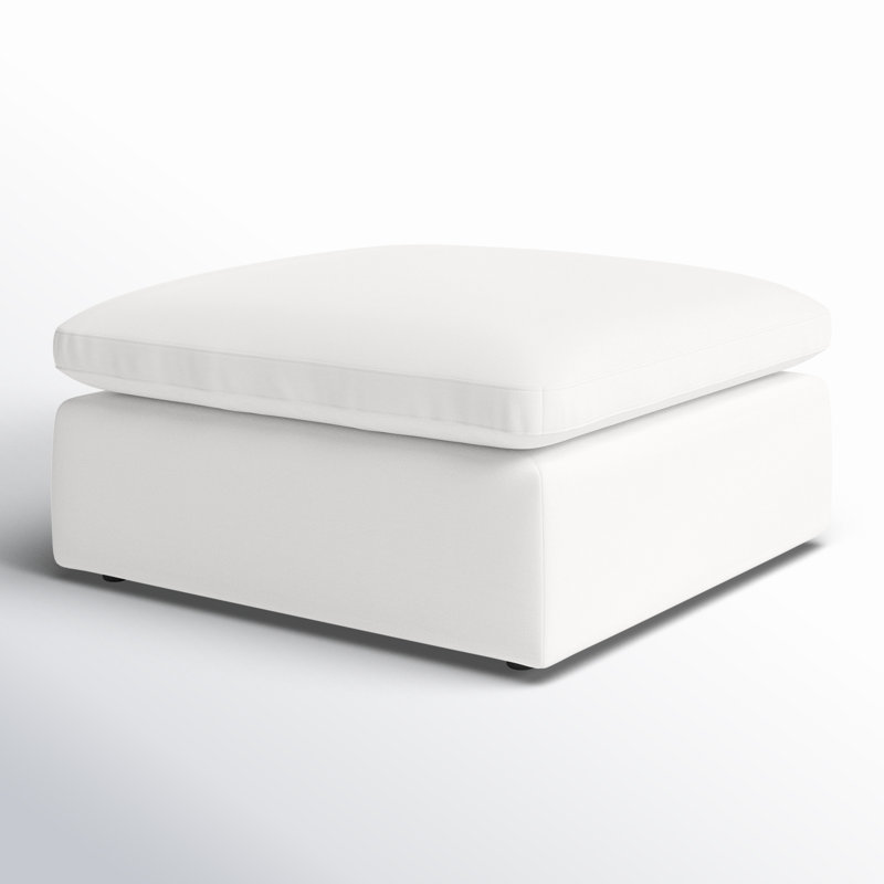 Repose-pieds rembourré Wonardo, Tissu en coton blanc