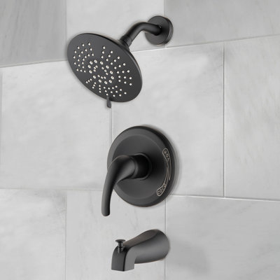 Ensemble de bec de baignoire à poignée simple et pomme de douche à 5 fonctions (valve incluse)