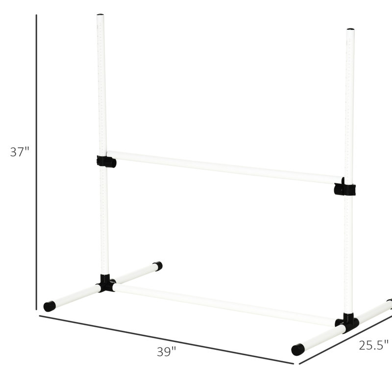 Équipement d'entraînement pour chien White Dog Agility - 4 pièces avec barres réglables et sac de transport portable