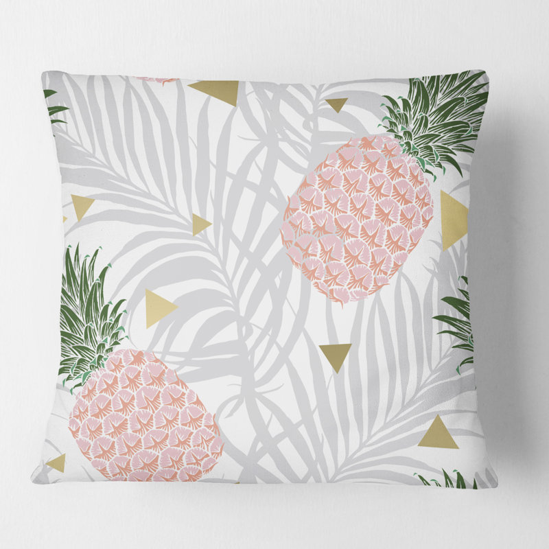 Coussin Pineappple On Tropical Leaves, 18 po x 18 po