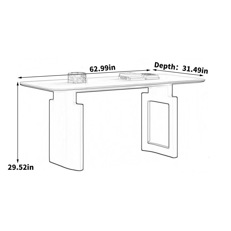 Table de salle à manger rectangulaire rétro, H 29,52 po x L 62,99 po x l 31,49 po