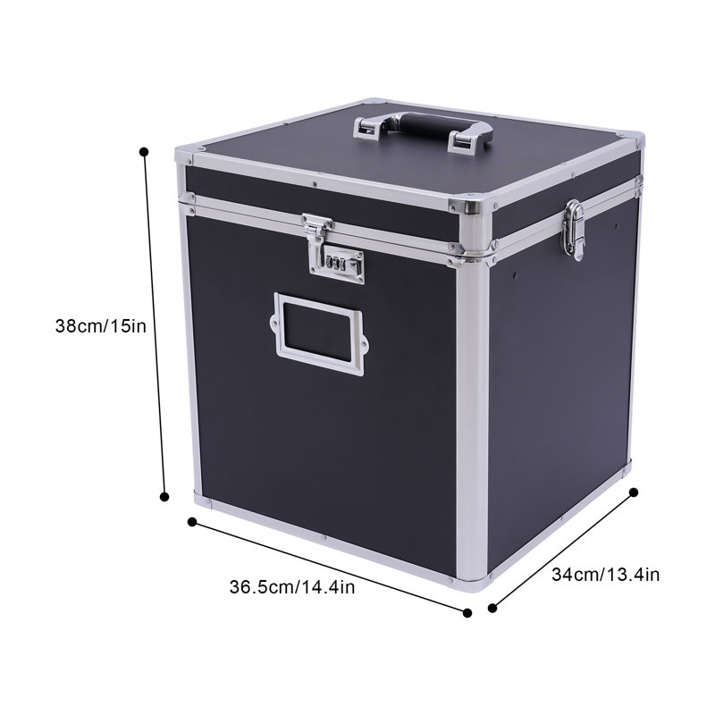 15'' H X 14.4'' W X 13.4'' D Lockable Vinyl Record Storage Box