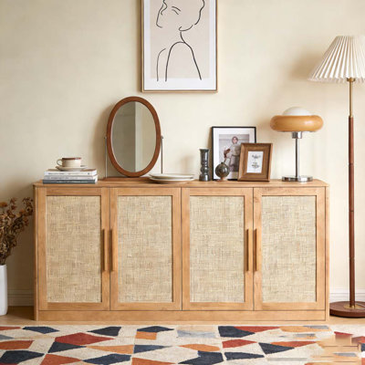 67" Rattan 4-Door Buffet Cabinet