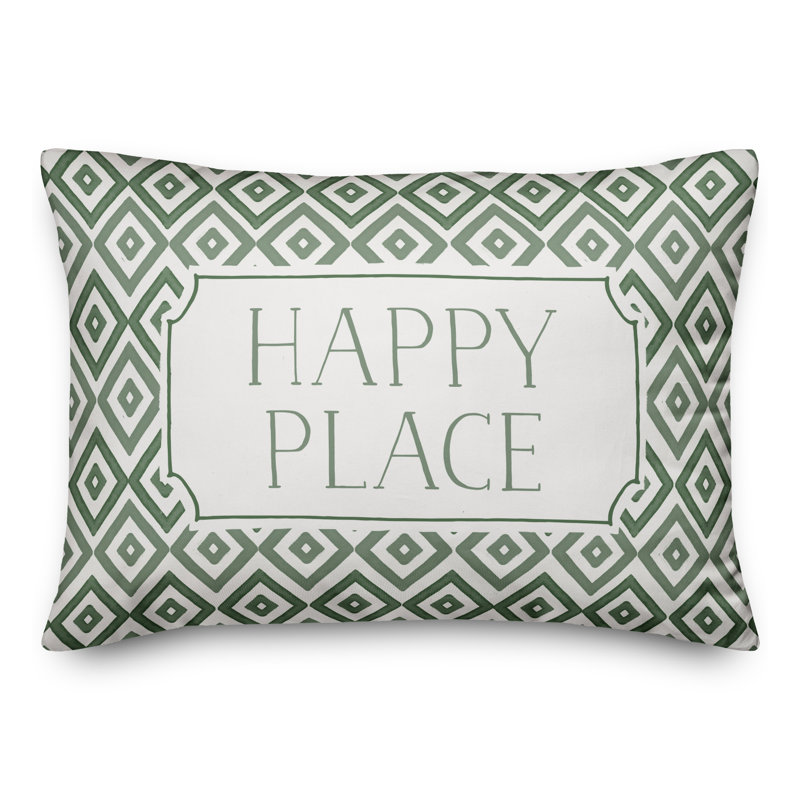 Housse de coussin rectangulaire et insert Happy Place, Vert