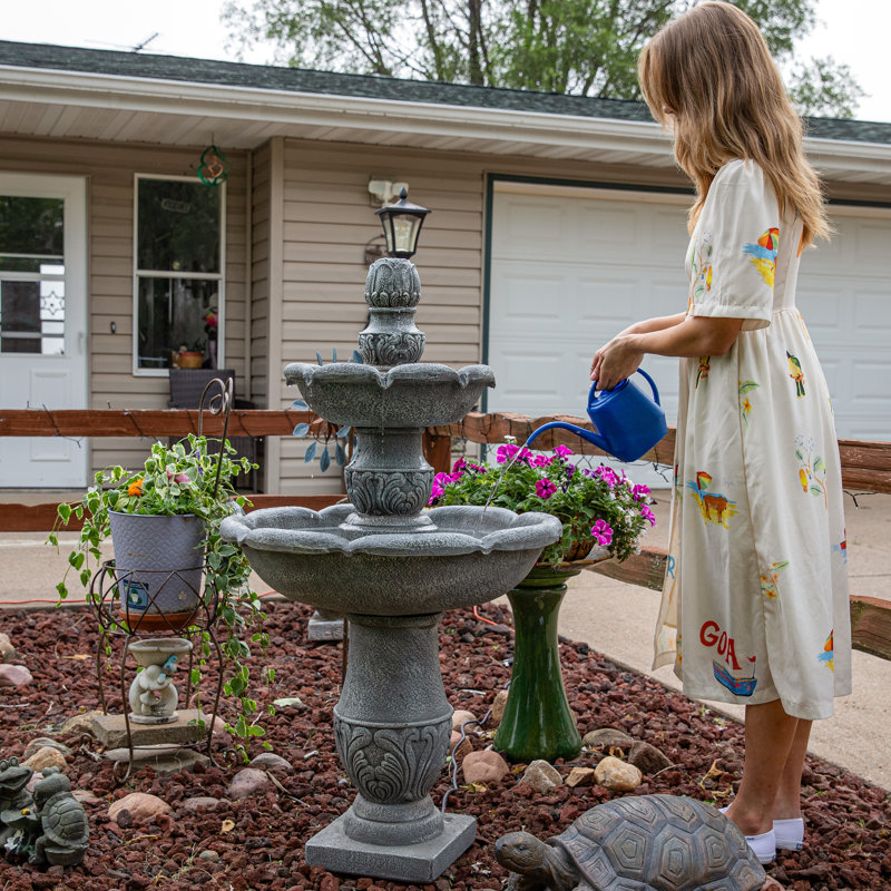 Yadiel GFRC Weather-Resistant 2-Tier Traditional Outdoor Garden Fountain