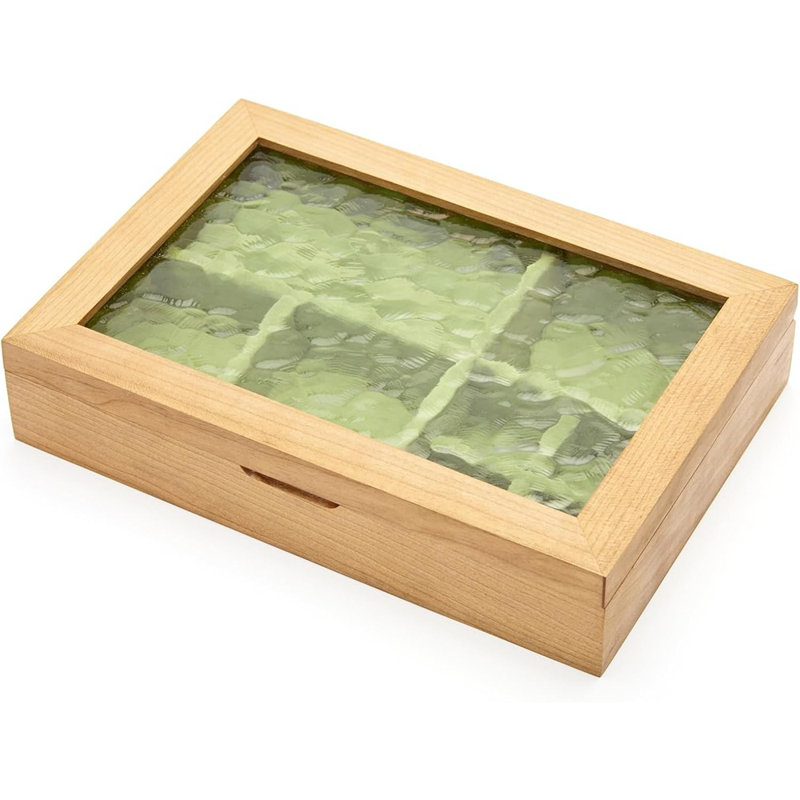Wooden Jewellery Box With Glass Lid, Multi-Compartment S...