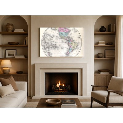 Western Hemisphere (1855) — Vintage Antique Map Canvas Wall Art