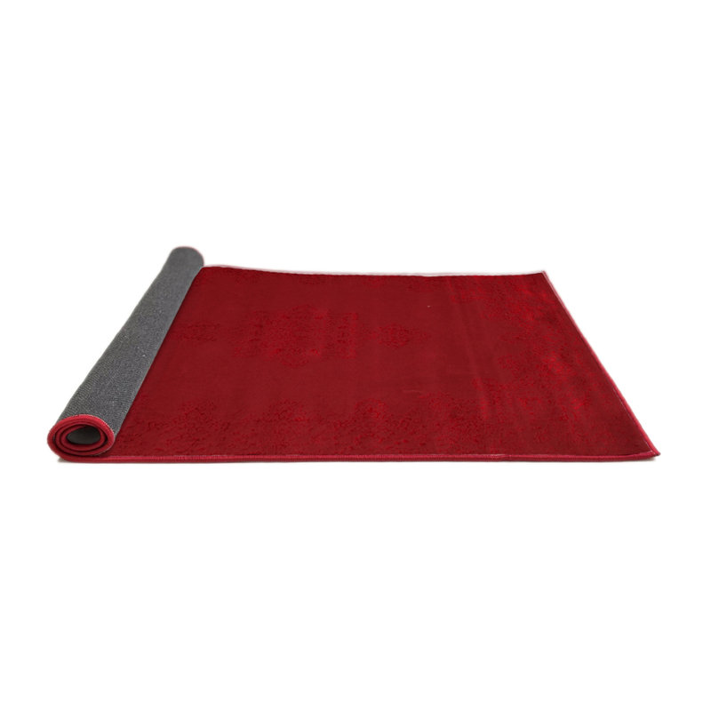 Tapis de zone rouge contemporaine, Rond 7 pi