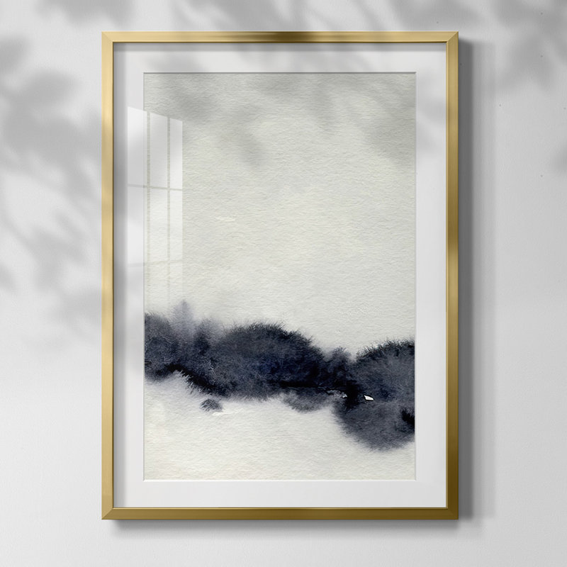 Encre «Bleed Landscape I» - impression d'un seul cadre photo, Papier avec cadre doré, Blanc, H 20 po x l 16 po