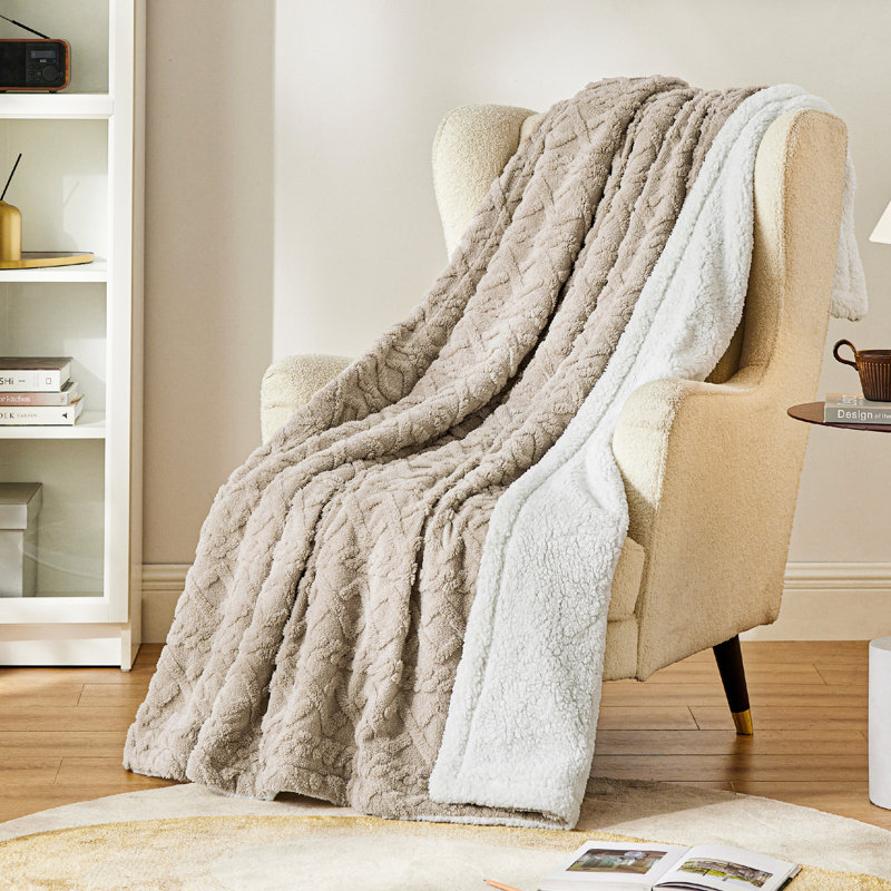 Couvre-lit pour lit Sherpa, Lit simple, Beige