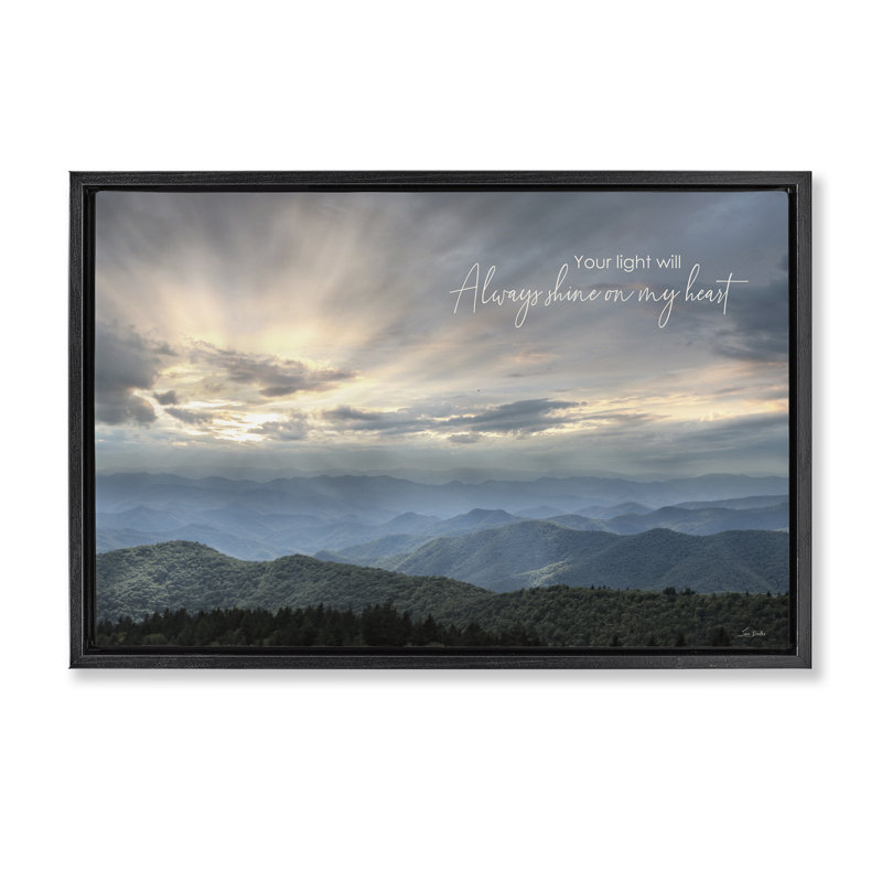«Light Will Always Shine Landscape Floating Frame», conception par Lori Deiter, Cadre flottant noir de jais