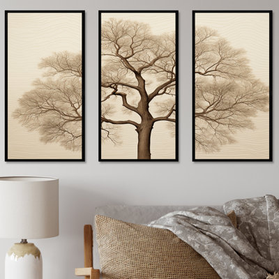 Brown Oaks Outline III - Tree Oak Wall Decor Set