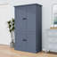 Armoire de cuisine avec poste de travail, 4 portes, 3 tiroirs, 6 supports à vin et tablettes réglables-129586911