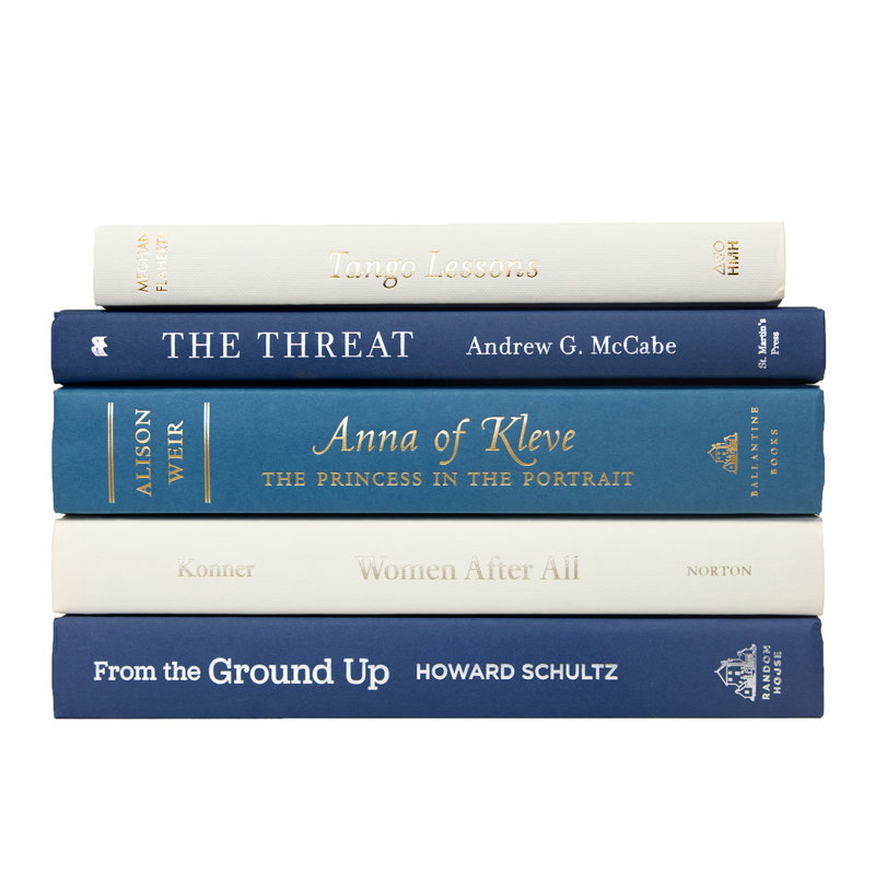 Livres décoratifs Brocklin - pile de livres Coastal Shores - 5 livres bleus