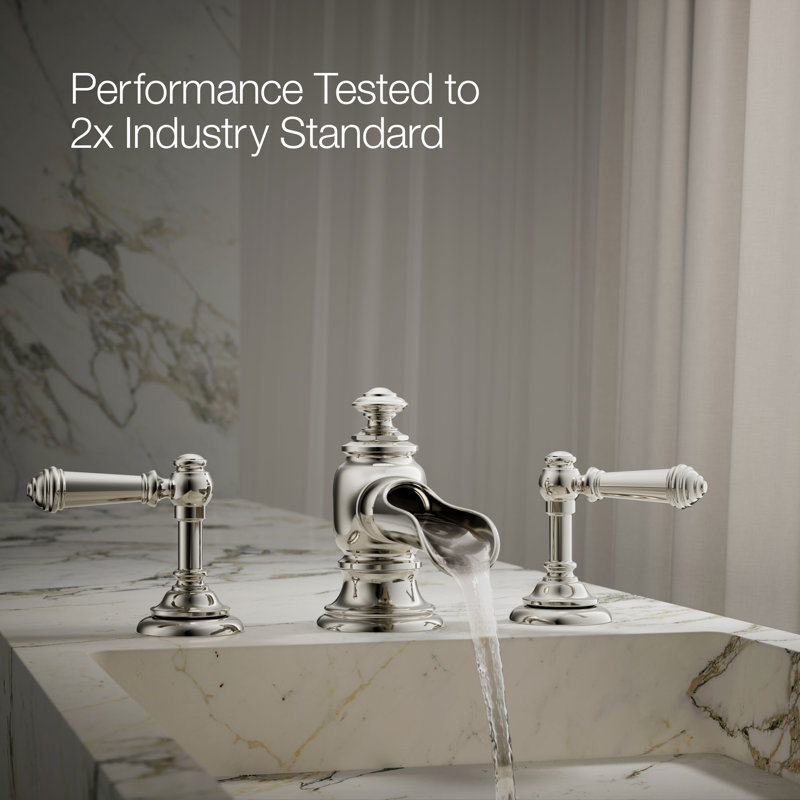 Artifacts® Flume Widespread Bathroom Faucet, Vibrant Polished Nickel