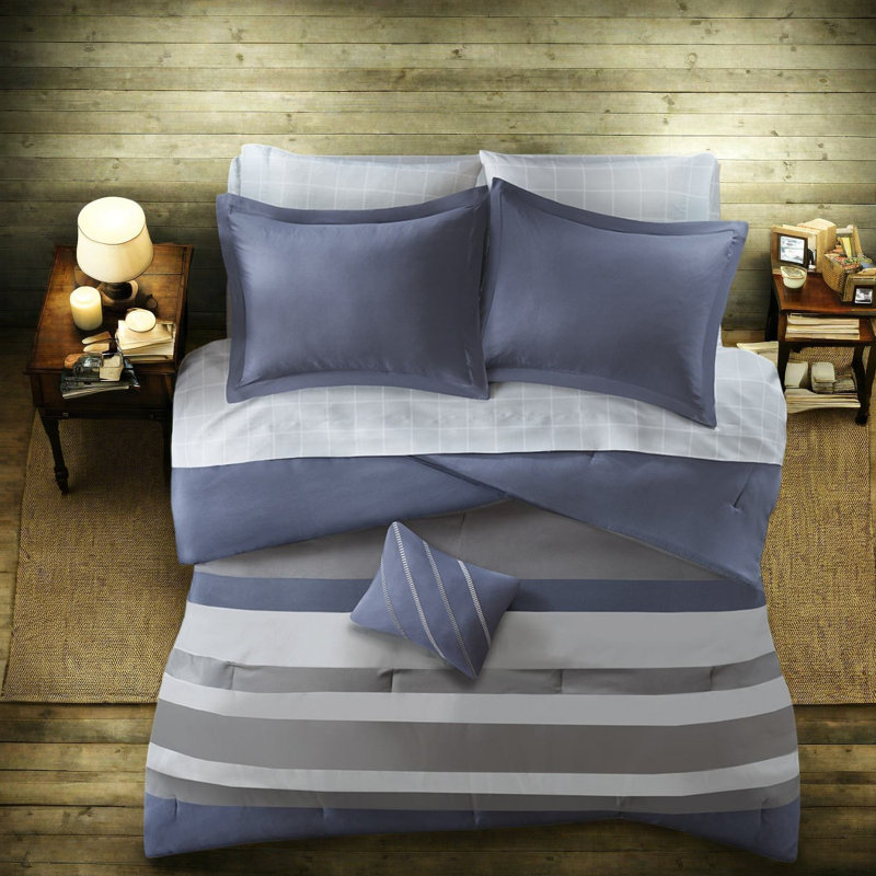 Certified Twin Xl Polyester Bedding Sets, Modern Blue Grey For Home