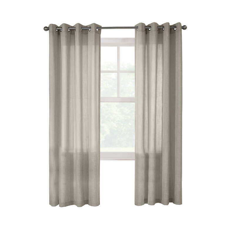 Panneau de rideau simple semi-diaphane avec œillets Veroniza, l 52 po x L 84 po, Lin