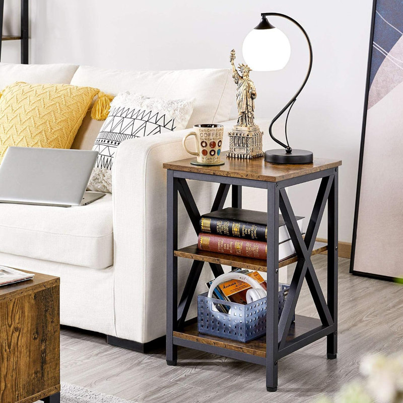 Table de bout Hunker, Brun rustique / noir