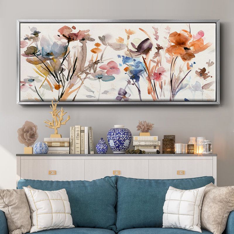 Pop Garden- Framed Canvas, 12" H x 30" W