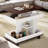 Adjustable End Table With Wheels, 360°rotating Top, Storage Space, Wood Grain Texture And Vertical Striped Design-1848626449