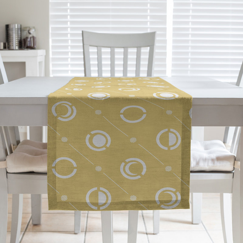 Classic Moon Phases Table Runner, 16" x 90", Yellow/White