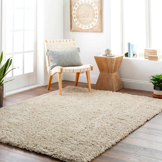 Feather Eula Shaggy Solid Beige, Rectangle 7'10" x 10'2"