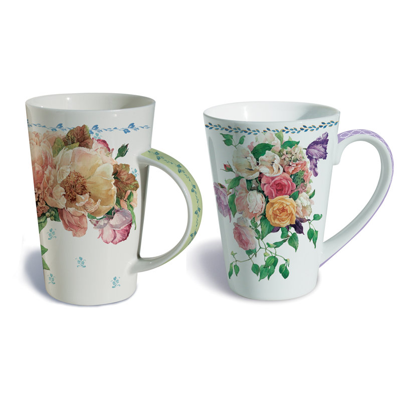 Ensemble de grandes tasses en porcelaine fine en porcelaine 2 pièces maison en fleur Schneider