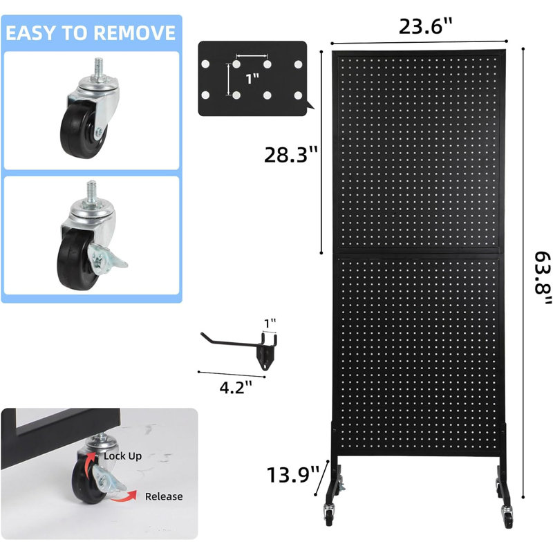 2'x 5' Standing Pegboard Display with T-Base, Pegboard Display Stand