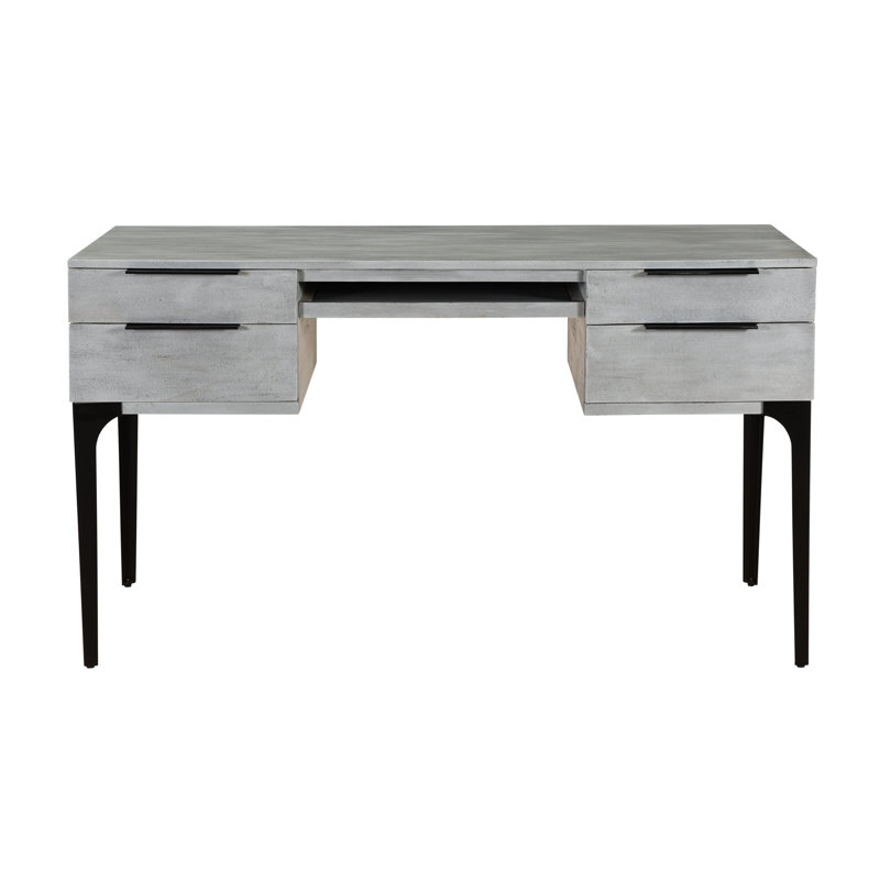 Solid Wood Top Metal Base Computer Desk