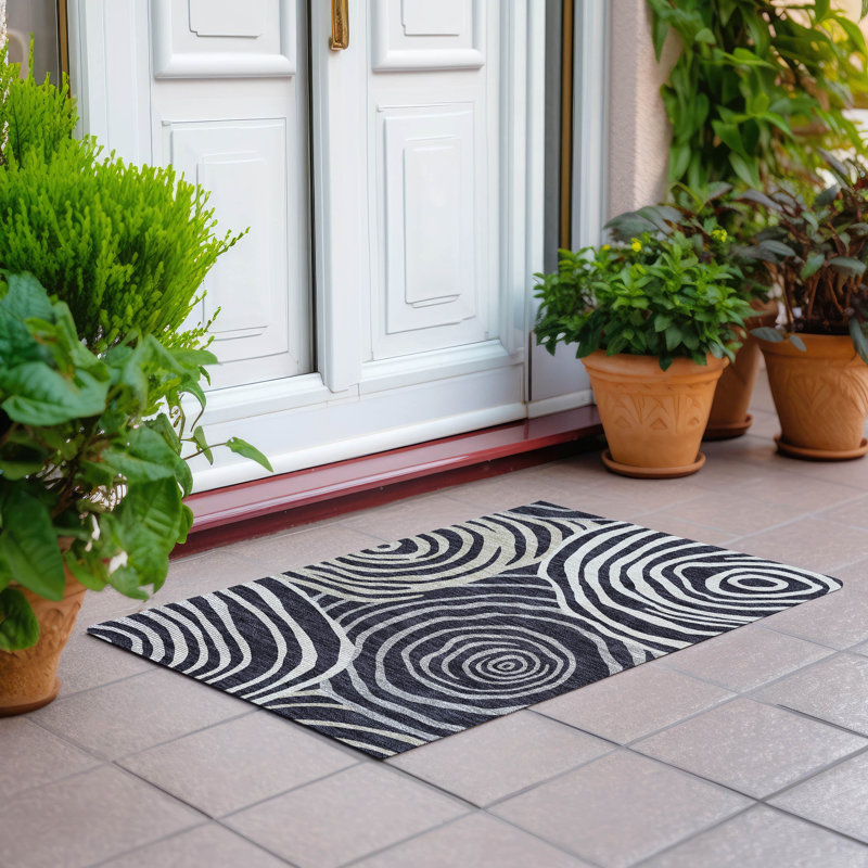 Tapis de porte d'extérieur antidérapant Leis, Rectangle 1 pi 8 po x 2 pi 6 po
