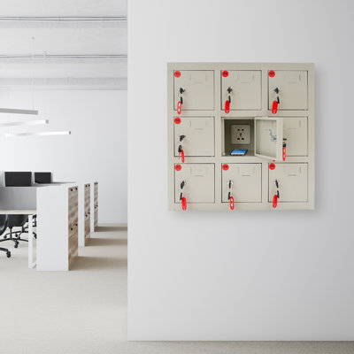 9-Compartment Cell Phone Locker With Charging Station