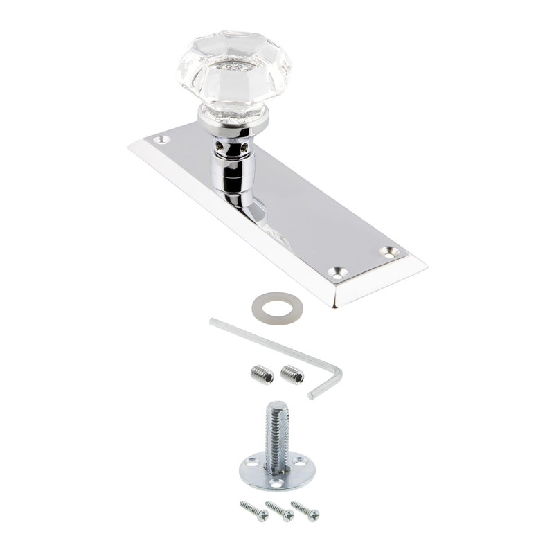 New York Plate with Waldorf Door Knob, Bright Chrome
