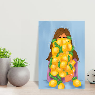 «Woman Buried In Lemons Vibrant Abstract Contemporary Fruit Nature», art mural
