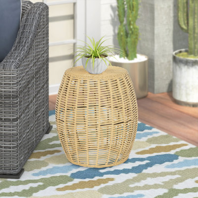 Joao 16" W Round Outdoor Side Table with Steel Inner Frame