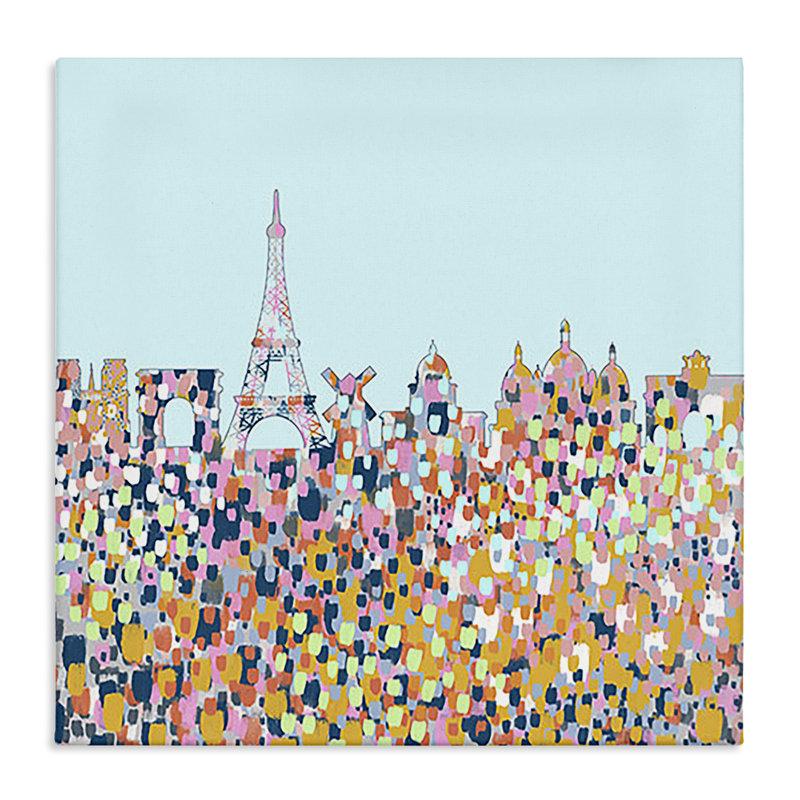 Art abstrait sur toile, "Paris vue de la ville" par Ashley Singleton, H 36 po x l 36 po