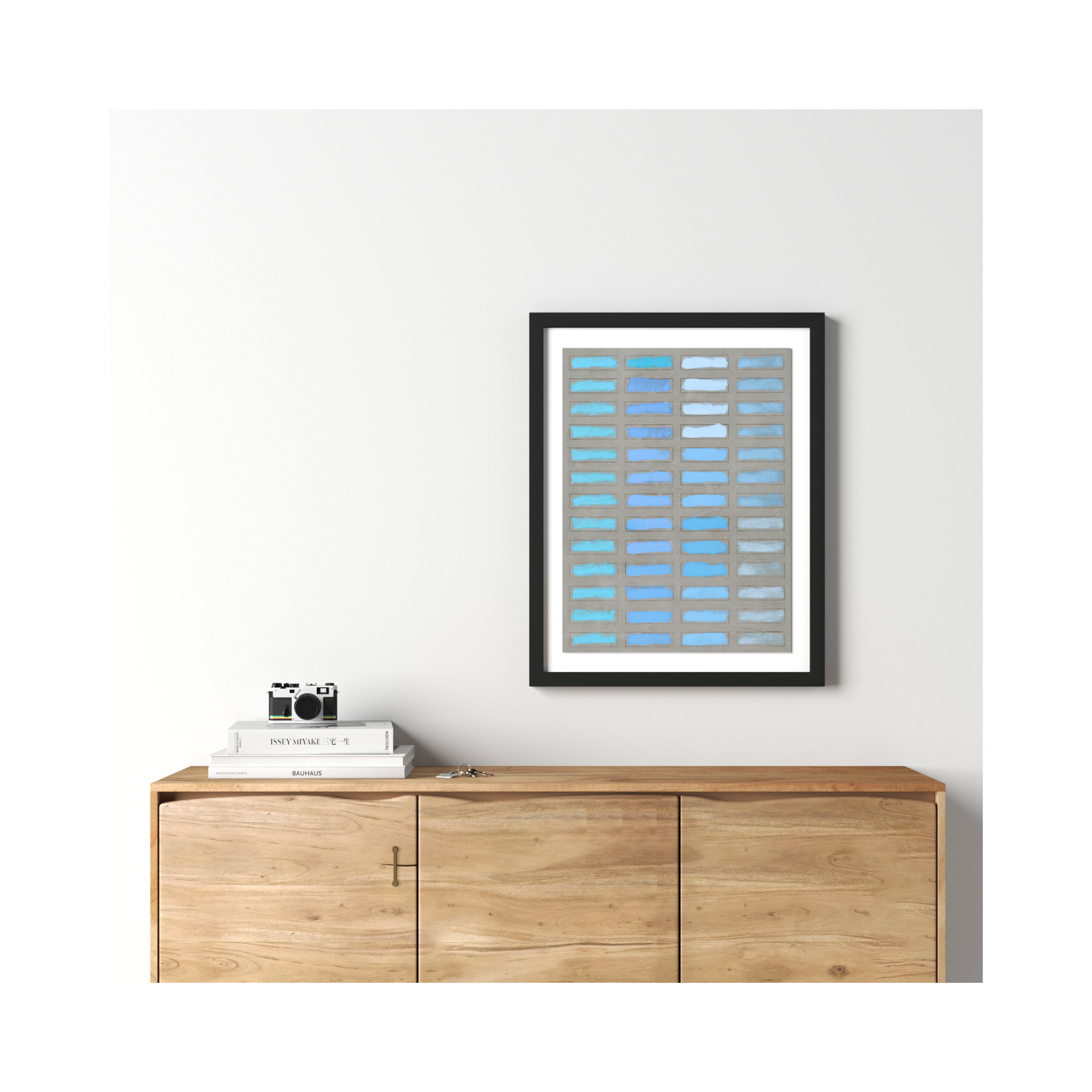 The Blues 1 by Jacques Pilon, 30" H x 24" W x 1.25" D, Black Framed