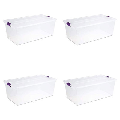 Sterilite Plastic Storage Containers with Latching Lids, Clear
