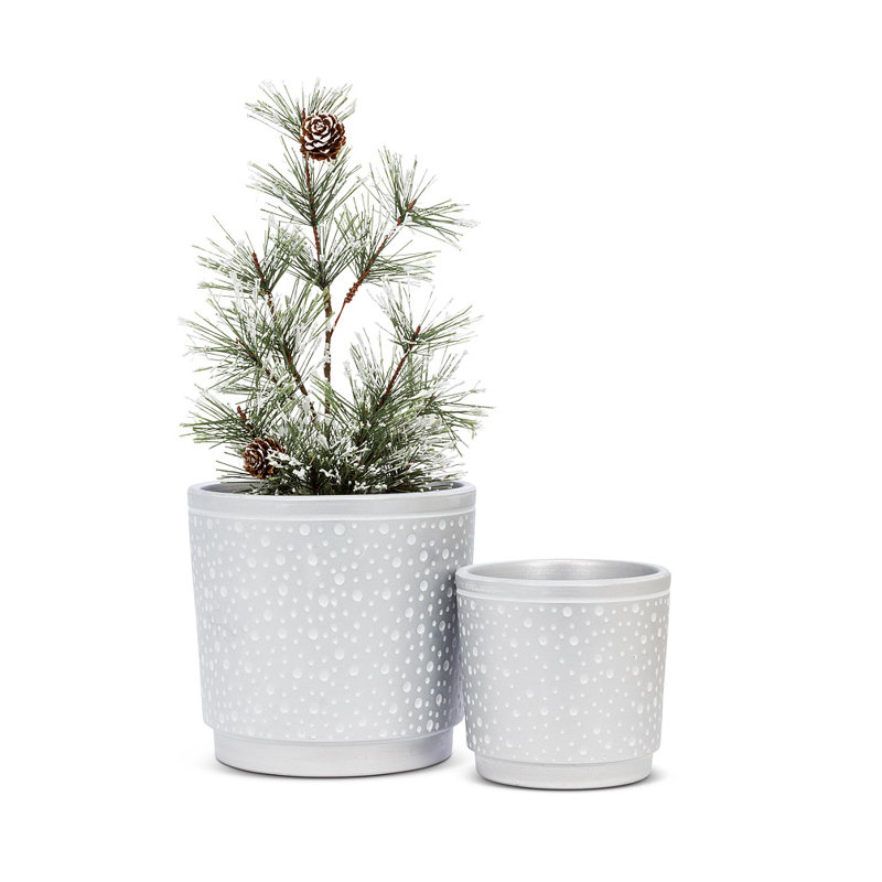 Ceramic Pot Planter, Silver, 4.25" H x 4.25" W x 4.25" D