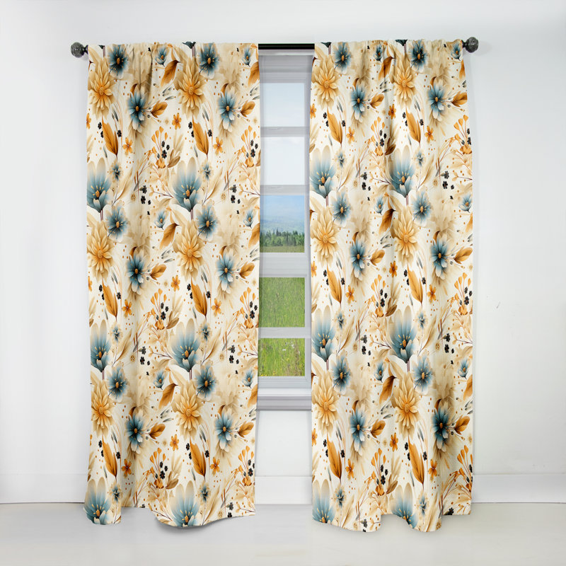 Earthy Elegance Boho Pattern Blackout Single Curtain Panel, 52" W x 95" L