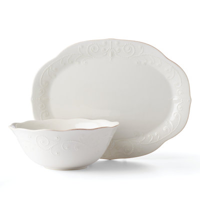 French Perle White 2Pc Serveware Bundle