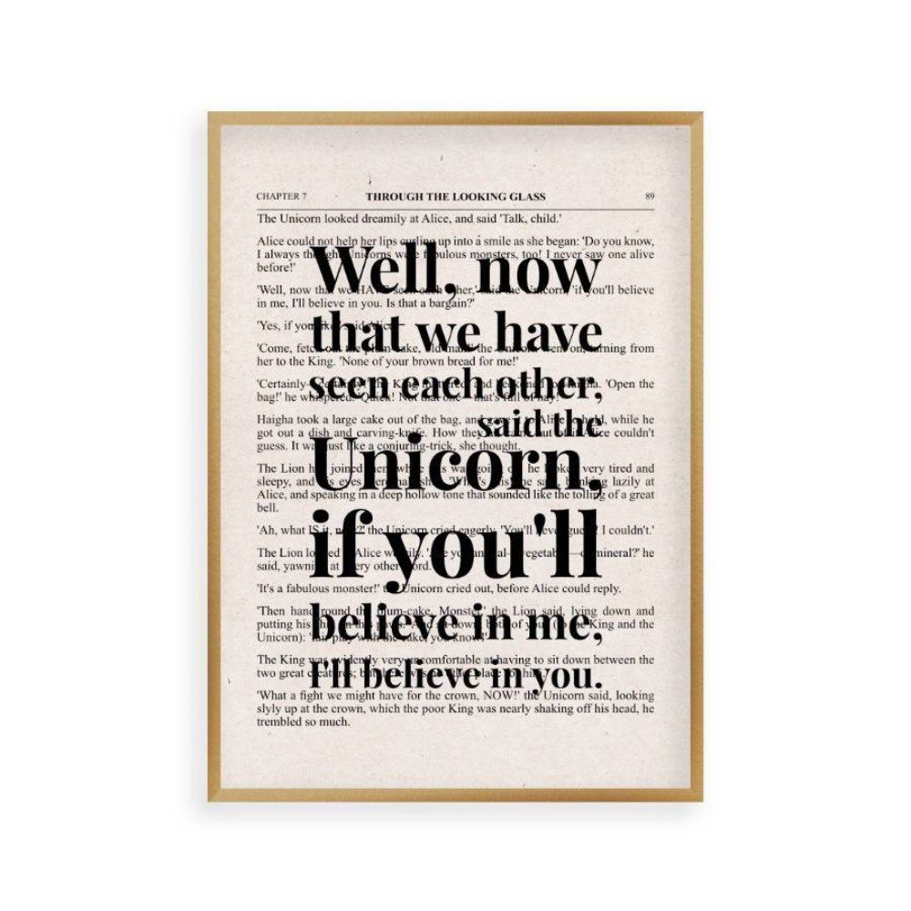 Alice In Wonderland Unicorn Quote Book Textual Art