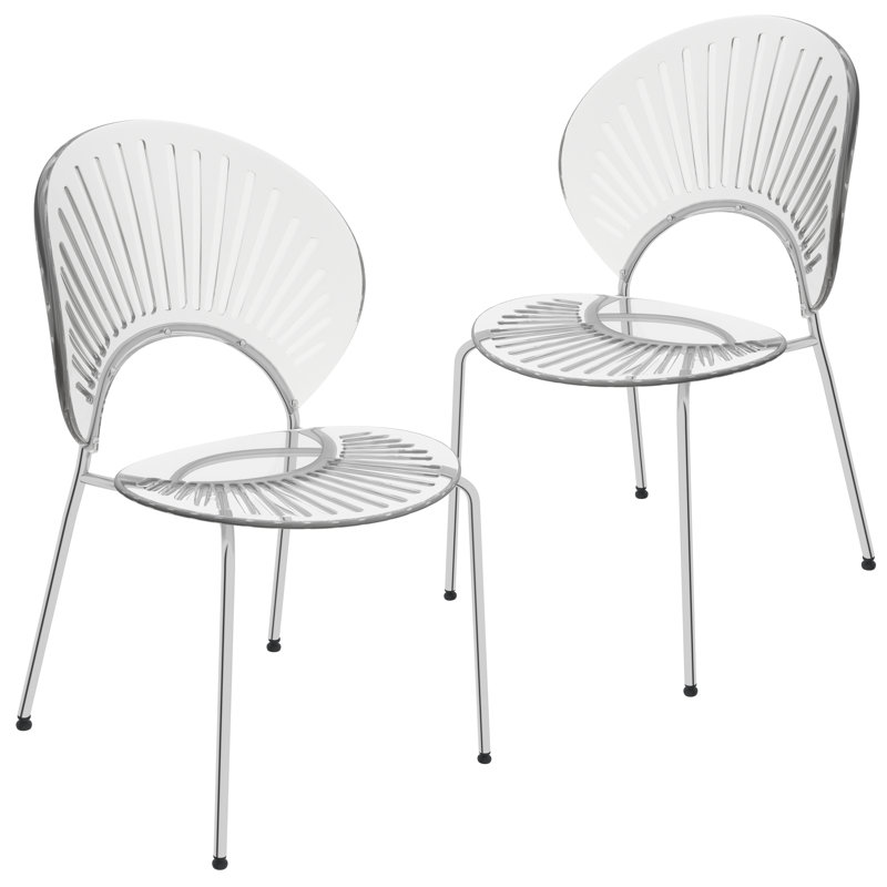 Kayahna 17.52'' H Metal Stacking Side Chair, Clear, 2