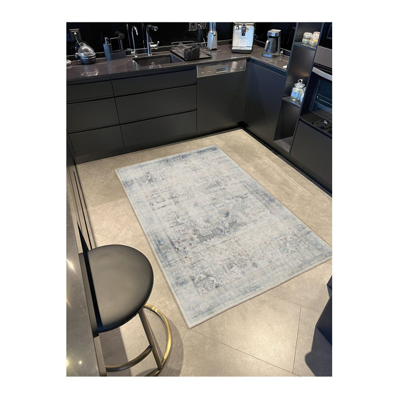 Tapis décoratif lavable à motif géométrique traditionnel, Tapis de couloir 4 pi 11 po x 9 pi 10 po inclus