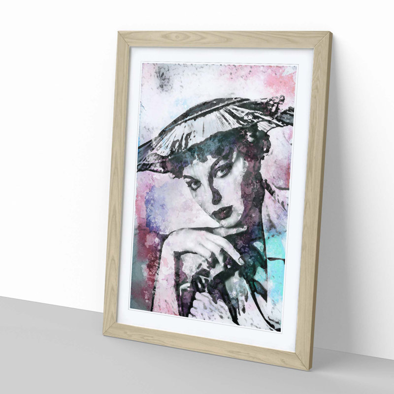 Joan Collins in Abstract - Framed Print, Oak, 76cm H x 50cm W x 2cm D