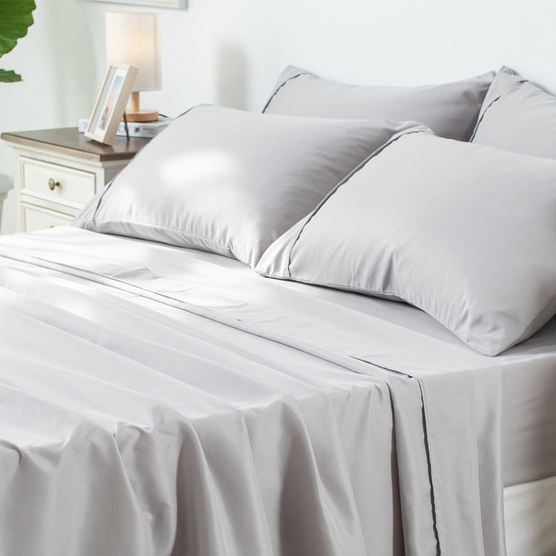 Ensemble de draps en microfibre Kasentex 1800 Series - gris simple TG, Ensemble de draps pour taille de lit simple TG ave