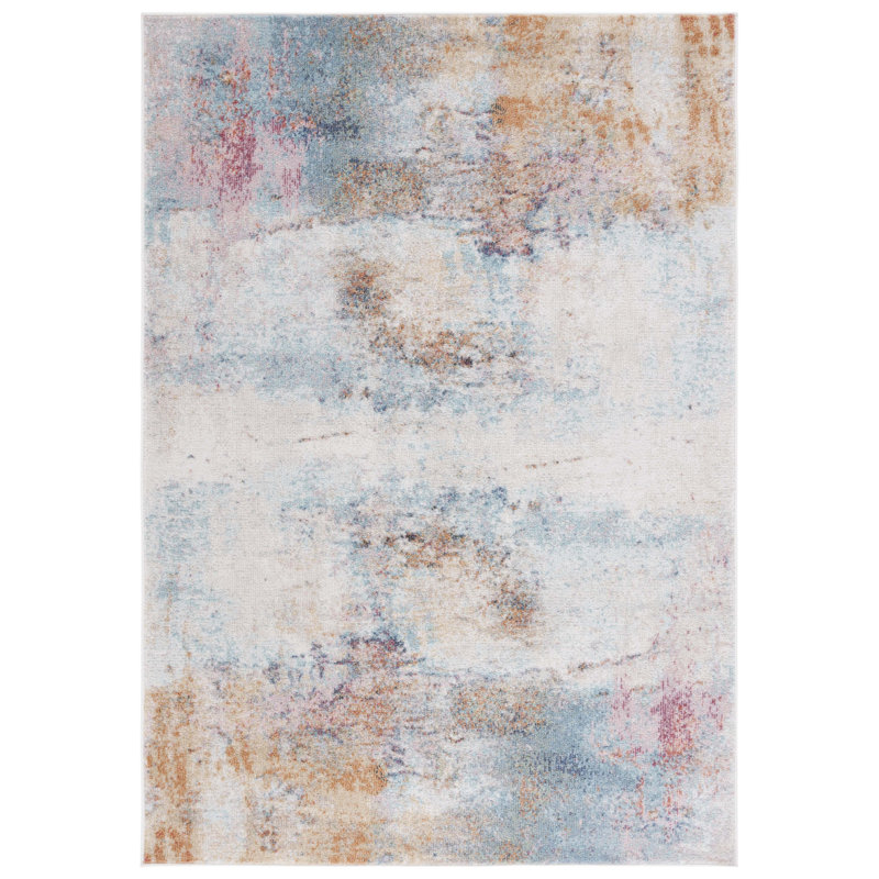 Tapis 506 turquoise / rose doré, Rectangle 8 pi x 10 pi