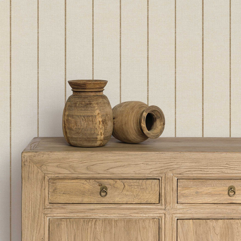 Bursa Stripe Textured Peel and Stick Wallpaper By Pure Salt, Beige