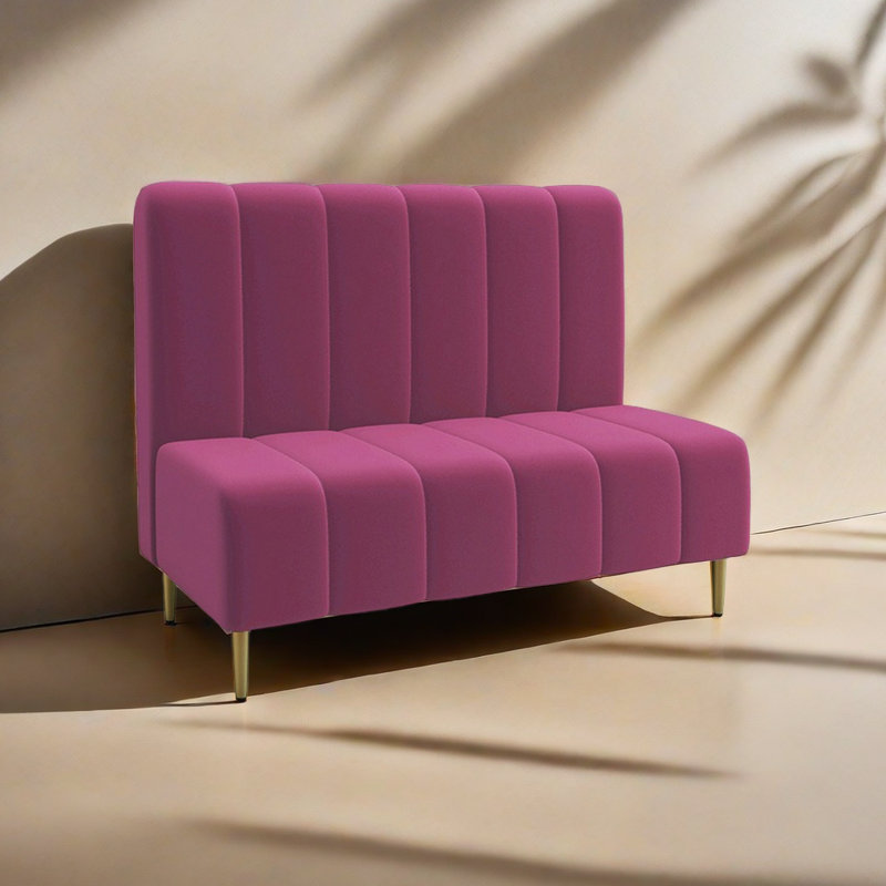 Banc rembourré en velours, Rose